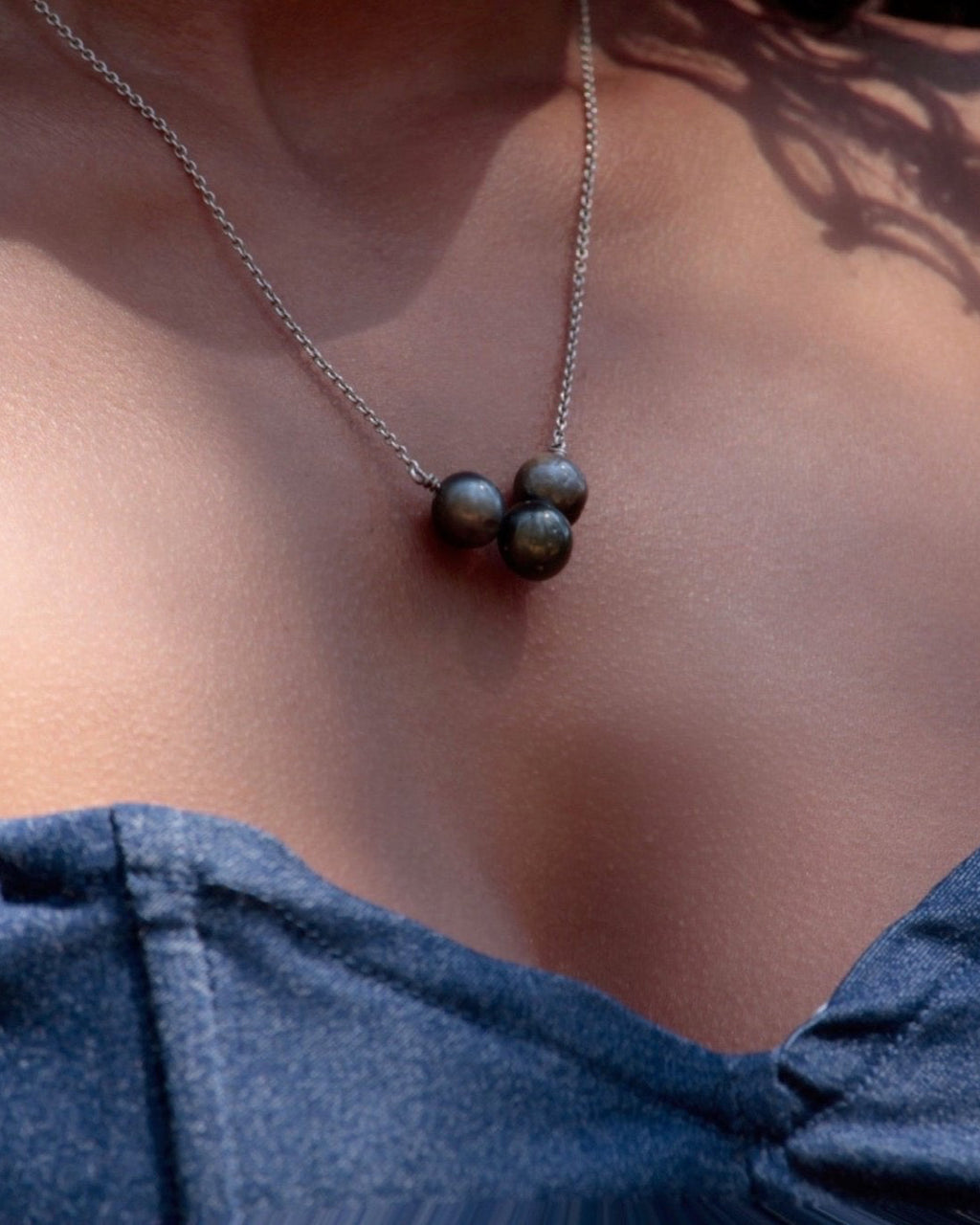 " V 3 perles " - Collier Argent. 925 - TEMIRI